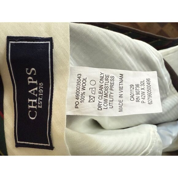 CHAPS NEW Wool Trousers Sz 42x32 Beige Retail $120 - Picture 7 of 8